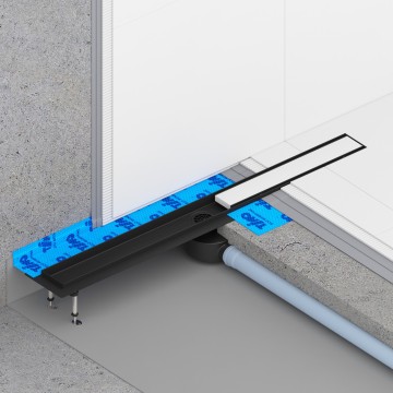 Душевой лоток TIMO Drain System 900 с двусторонней панелью "plate" под плитку, Чёрный