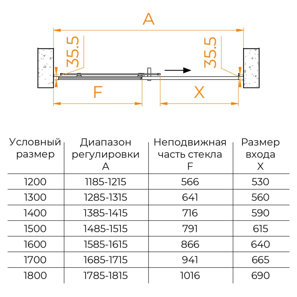 Душевая дверь RGW PA-017 (Матовое-Сатинат, 1800)