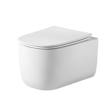 Унитаз подвесной Grossman Thin Rim GR-5605SQ (520х374х355) тонкий ободок,белый с тонкой крышкой,микролифт,смыв торнадо,1 место