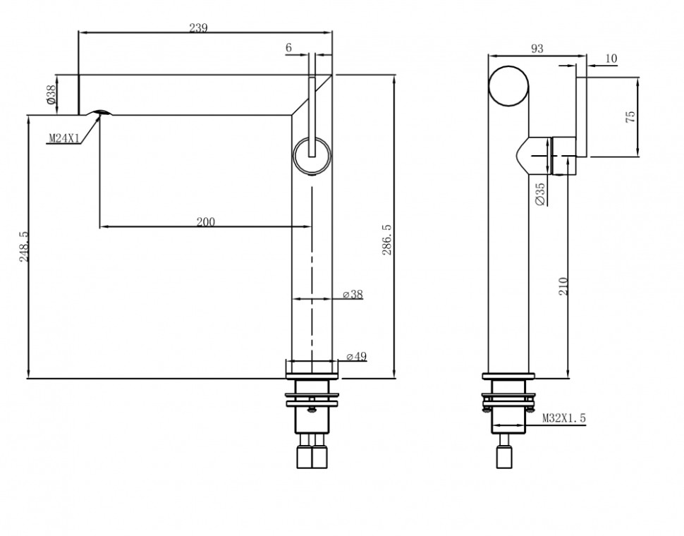 Смеситель ABBER Perfekte 316 AF8A11BGG-L для раковины, брашированная оружейная сталь