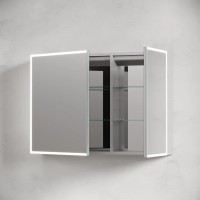 Зеркальный шкаф для ванной комнаты из алюминия SANCOS Evoke1000x700х136 мм с LED подсветкой, арт. SC80100