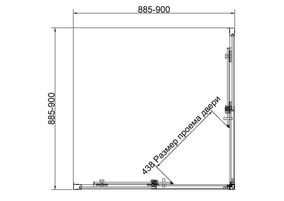 Душевой уголок Слим 8мм (Slim 8mm) VSS-4SL900CLBN, 900*900, брашированный никель, стекло прозрачное