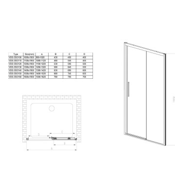 Душевая дверь Софт (Soft) VDS-3SO120CLGM, 1200, вороненая сталь, стекло прозрачное