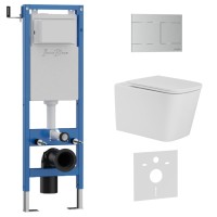 Комплект 3в1 IBERICA BLANCA инсталляция SILENCIO MINI, унитаз TOLEDO ALTO белый, кнопка смыва INOX-R хром матовый (IB.001M.TLA.231.1501)