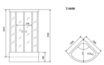 Timo Standart T-6600 Black Fabric душевая кабина (100*100*220), шт