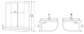Timo Lux T-7702 R душевая кабина 120*85*225, турецкая баня хамам