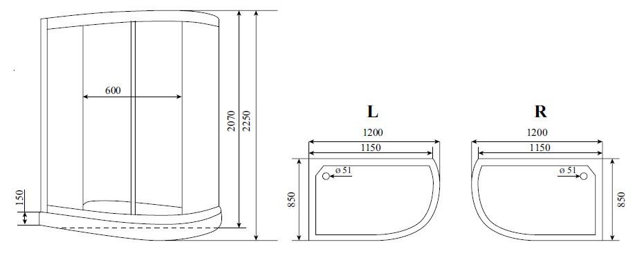 Timo Lux T-7702 R душевая кабина 120*85*225, турецкая баня хамам