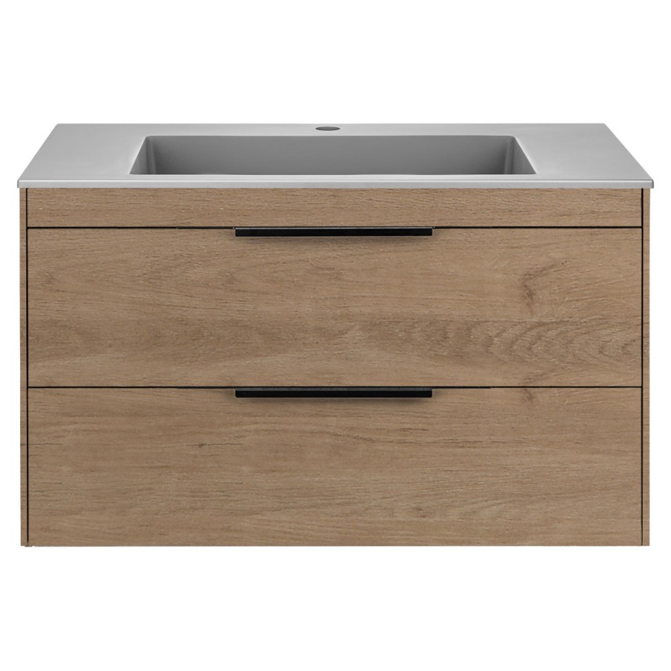 База под раковину Chiara 2D 800 подвесная, 2 выкатных ящика soft-close, N.Oak