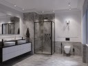 Душевое ограждение Ambassador Forsa 17021216AB-80AB (100х80х200) прямоугольник,черный,стекло прозрачное,раздвижная,2 места