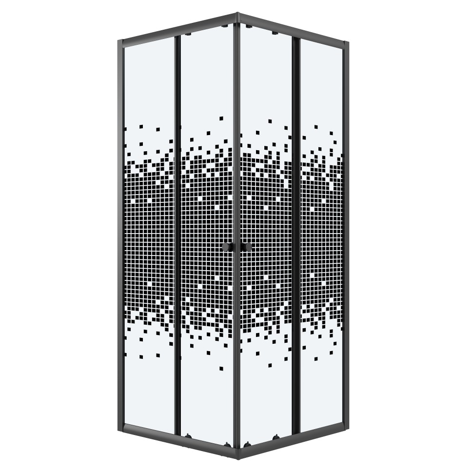 Душевое ограждение Niagara Eco NG-1008-14QBLACK (80х80х190) квадрат,раздвижное,черный,стекло мозаика,1 место