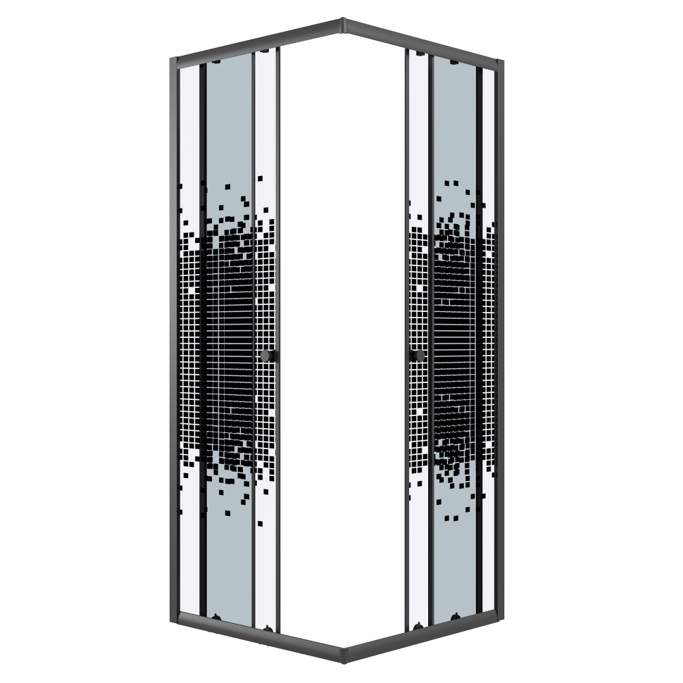 Душевое ограждение Niagara Eco NG-1008-14QBLACK (80х80х190) квадрат,раздвижное,черный,стекло мозаика,1 место
