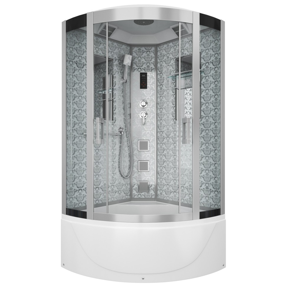 Душевая кабина Niagara Luxe NG-7790W (90x90х215) высокий поддон(45см),дверь раздвижная,стенки серебро,4 места