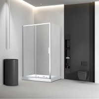 Душевой угол Veconi Rovigo RV-046BС, 1400х900х1950, никель брашинг, стекло прозрачное