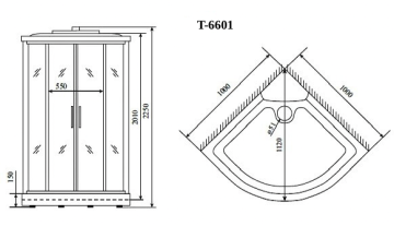 Timo Standart T-6601 Silver Fabric душевая кабина (100*100*220), шт