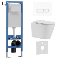 Комплект 3в1 IBERICA BLANCA инсталляция SILENCIO MINI, унитаз BURGOS ALTO белый, кнопка смыва ESTI-R белый глянцевый (IB.001M.BRA.231.211)