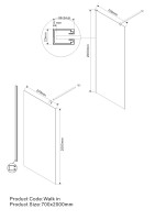Душевая перегородка Walk-In VSW-1H700CL, 700*2000, хром, стекло прозрачное