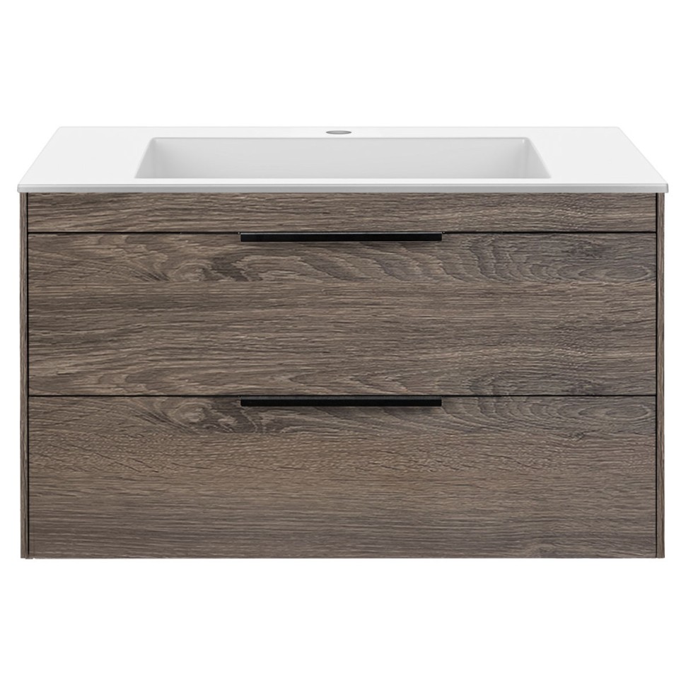 База под раковину Chiara 2D 800 подвесная, 2 выкатных ящика soft-close, R.Oak