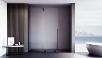 Душевая перегородка Veconi Premium Trento PTDW-50B, 1100x2000, черный матовый, стекло прозрачное