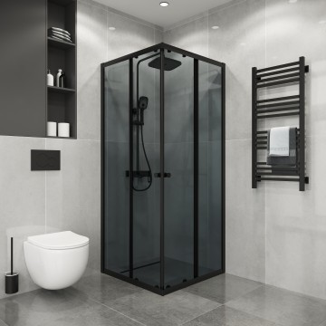 Душевое ограждение Niagara Eco NG-1008-14QT (80х80х190) квадрат,раздвижное,черный,стекло тонированное,1 место
