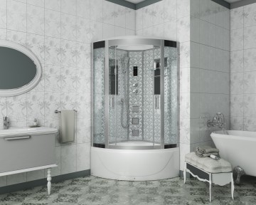 Душевая кабина Niagara Luxe NG-7710W (100x100х215) высокий поддон(45см),дверь раздвижная,стенки серебро,4 места