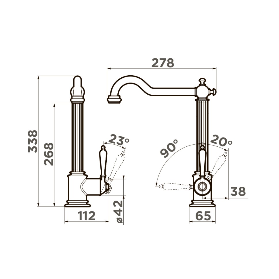 Смеситель для кухни Omoikiri Toshima-SI латунь/античное серебро