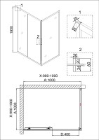 Душевое ограждение Niagara Nova NG-42-10AG-A100G (100х100х195) квадрат,золото,двери раздвижные,стекло прозрачное,2 места