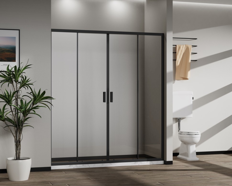 Душевая дверь Сити (City) VDS-5CT2170CLB, 1700, черный, стекло прозрачное