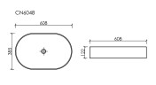 Умывальник чаша накладная овальная (цвет Белый Матовый) Element 608x385x122мм