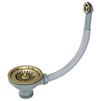 Слив с круглым переливом, PM6022-LG, светлое золото, Paulmark