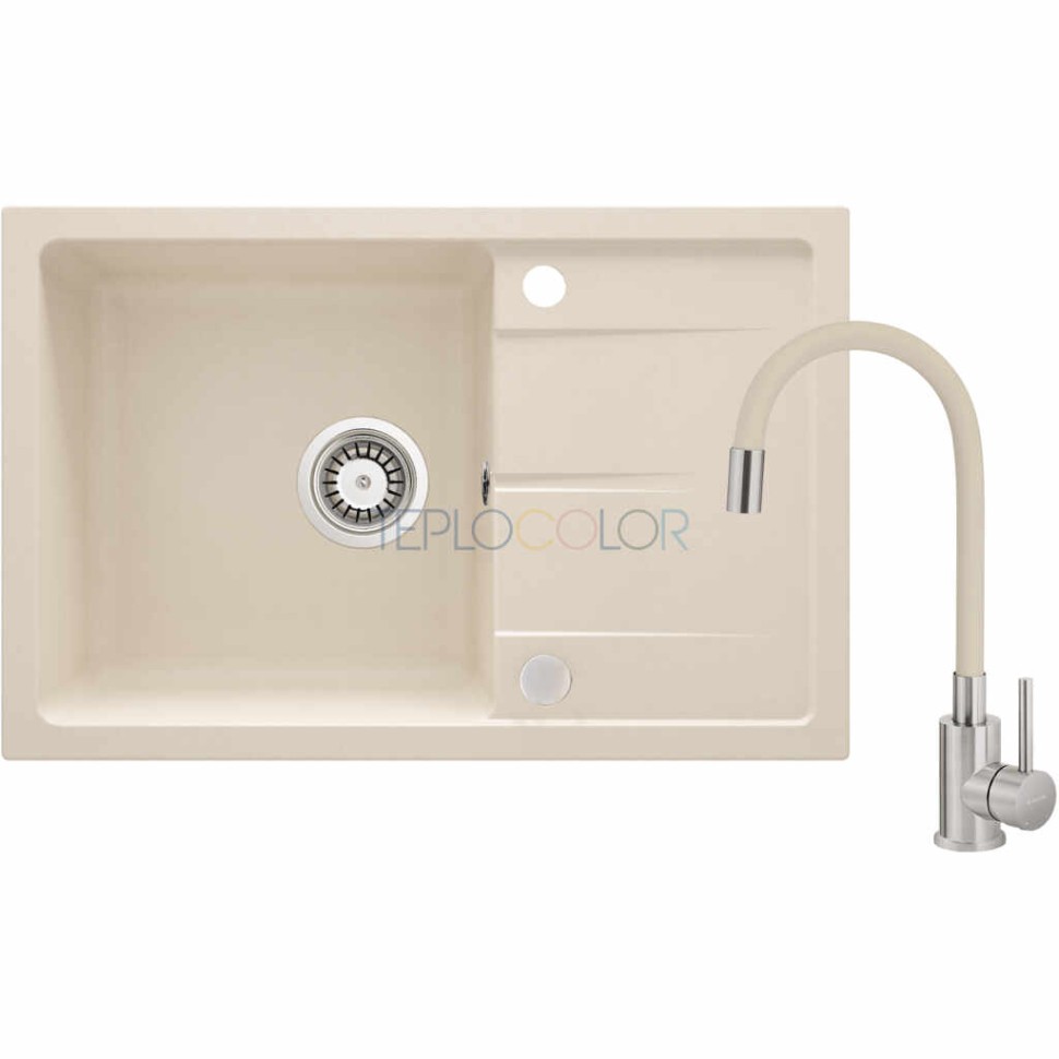 Гранитная мойка со смесителем, с гибким изливом