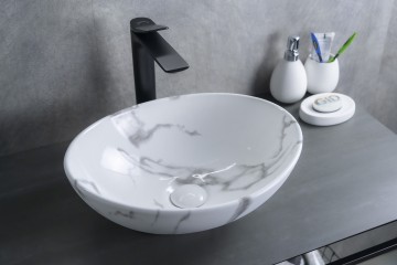 Раковина Gid Mnc138C 54473 накладная под камень глянцевая 41x34x15