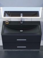 Раковина для ванной кварцевая Uperwood Foster Quartz 90х45,5х17,5 см, черная матовая, космос
