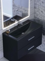 Раковина для ванной кварцевая Uperwood Foster Quartz 90х45,5х17,5 см, черная матовая, космос