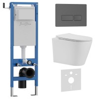 Комплект 3в1 IBERICA BLANCA инсталляция SILENCIO MINI, унитаз BURGOS ALTO белый, кнопка смыва ESTI-R серый матовый (IB.001M.BRA.231.218)