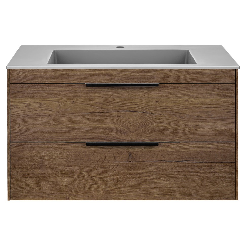 База под раковину Chiara 2D 800 подвесная, 2 выкатных ящика soft-close, T.Oak
