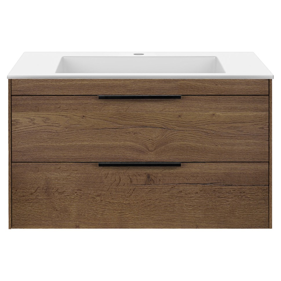 База под раковину Chiara 2D 800 подвесная, 2 выкатных ящика soft-close, T.Oak