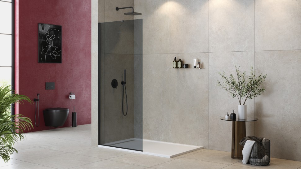 Душевая перегородка универсальная LIBERTA-L-1-TB-90-GR-NERO