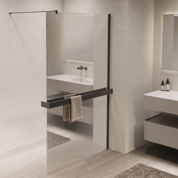 Душевая перегородка Волк-Ин (Walk-In) VSW-1HR900MRGM, 900*2000, вороненая сталь, стекло зеркальное