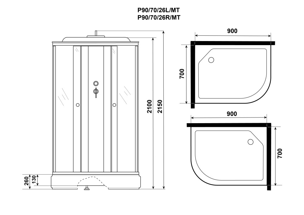 Душевая кабина Niagara Promo P90/70/26L/MT (90х70х215) 4 места