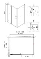 Душевое ограждение Niagara Nova NG-42-10AG-A110G (100х110х195) прямоугольник,золото,двери раздвижные,стекло прозрачное,2 места