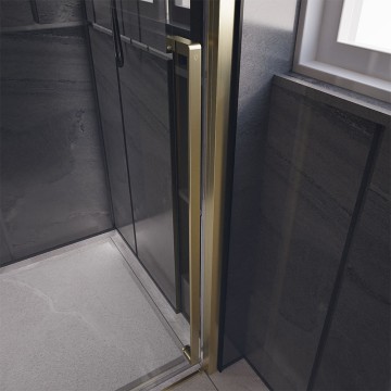 Душевой угол Veconi Premium Trento PTC-SP-30G, 1200х900x2000, брашированное золото, стекло прозрачное