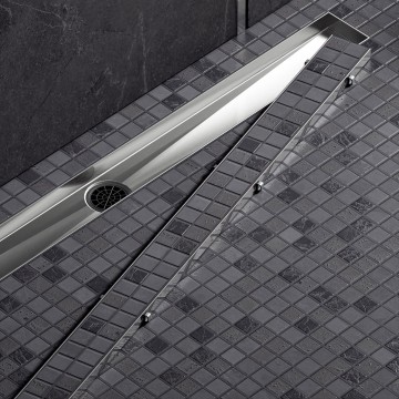 Душевой лоток TIMO Drain System 1000 с двусторонней панелью "plate" под плитку, Сатин