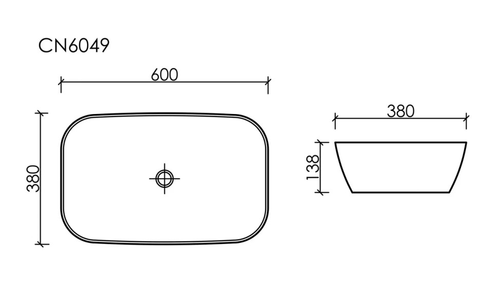 Умывальник чаша накладная овальная Element 600x380x138мм