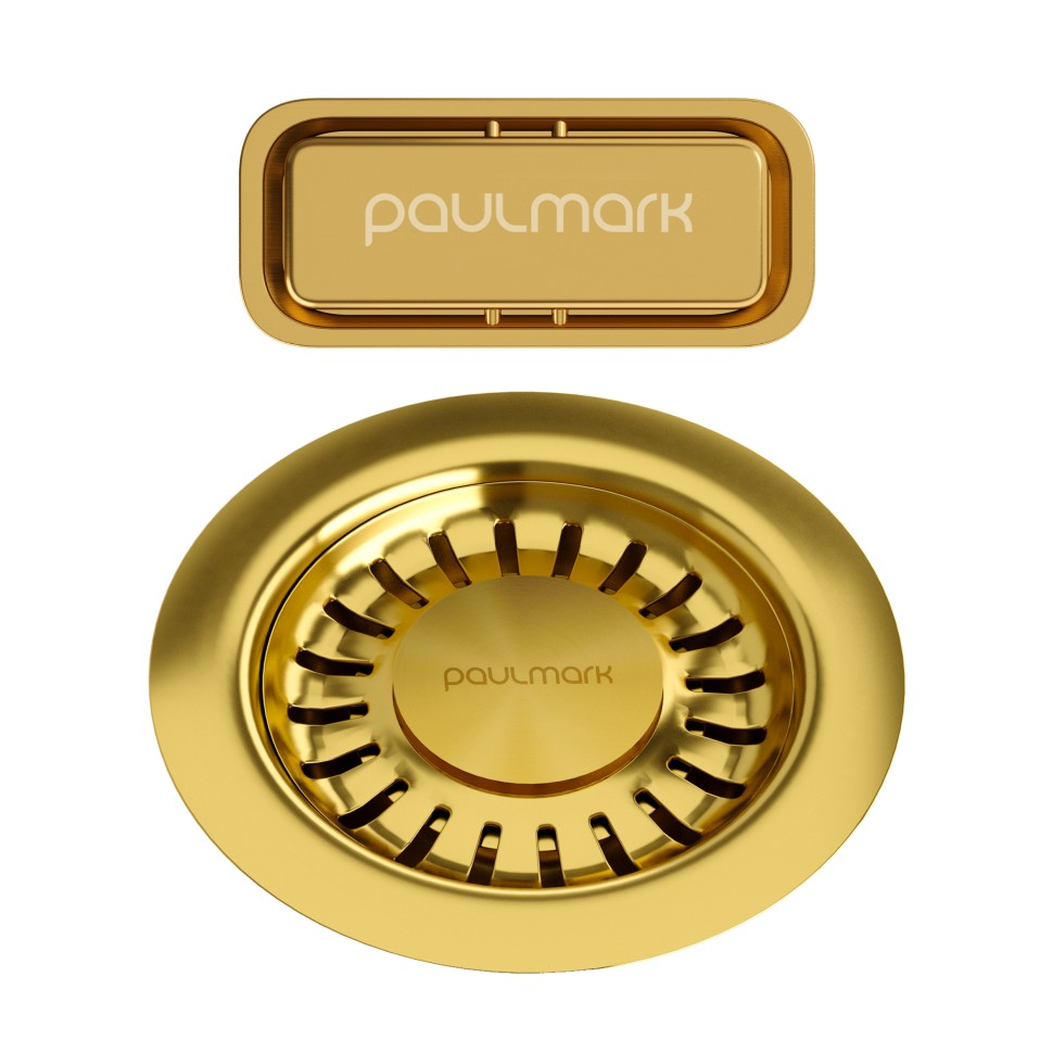 Слив с овальным переливом, PM6024-BG, брашированное золото, Paulmark