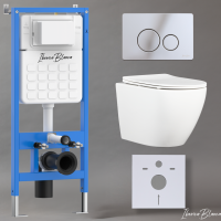 Комплект 3в1 IBERICA BLANCA инсталляция SILENCIO, унитаз BILBAO ALTO белый, кнопка смыва INOX-O хром глянцевый (IB001.BLA.231.8131)