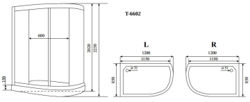 Timo Standart T-6602 Silver Fabric R душевая кабина (120*85*220), шт