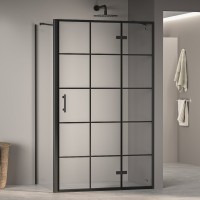 Душевой уголок RGW 120х90х195 см PA-77-B R PA-07B+Z-050-2B+держ Прямоуг., Чёрный, Прозрачное, Принт, (41087729-084R)