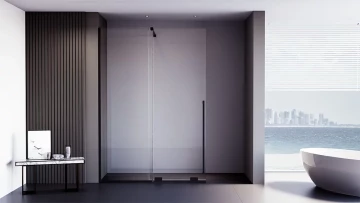 Душевая перегородка Veconi Premium Trento PTDW-50B, 1300x2000, черный матовый, стекло прозрачное