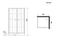 Душевой уголок Niagara Nova NG-0190-14 (90х90х195) квадрат,низкий поддон,черный,двери раздвижные,стекло прозрачное с рисунком,2 места
