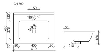 Умывальник накладной прямоугольный Element 610x465x180мм